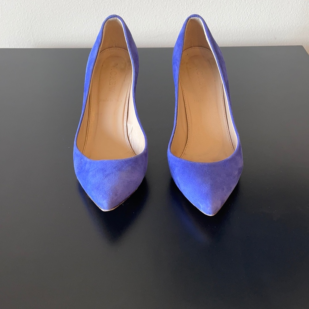 J. Crew Elsie Blue Suede Pumps heels - Picture 3 of 6